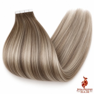 Przedłużenia Tape In DIAMOND 160-190g 40szt Taśm #8 Silver #8 Balayage