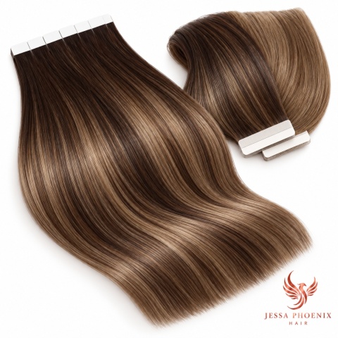 Przedłużenia Tape In Luxe 160-180g 60szt Taśm Balayage #2 #19 #2