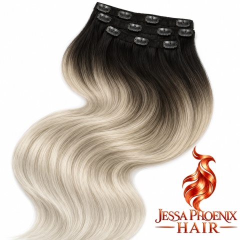 Zestaw Clip-On White Platinum #1B #Silver OMBRE